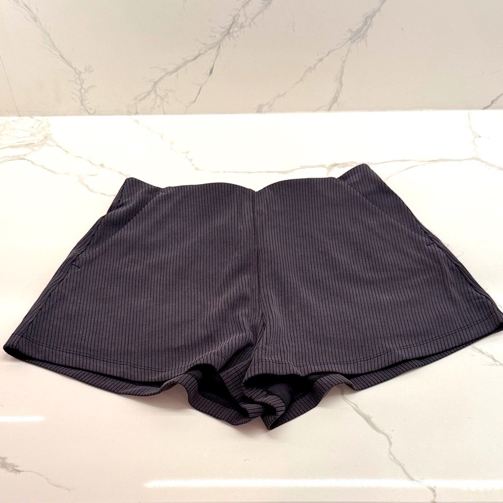 lululemon athletica High-Waist Ribbed Black Shorts